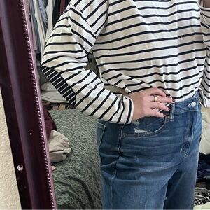 Madewell Navy and White Striped Top